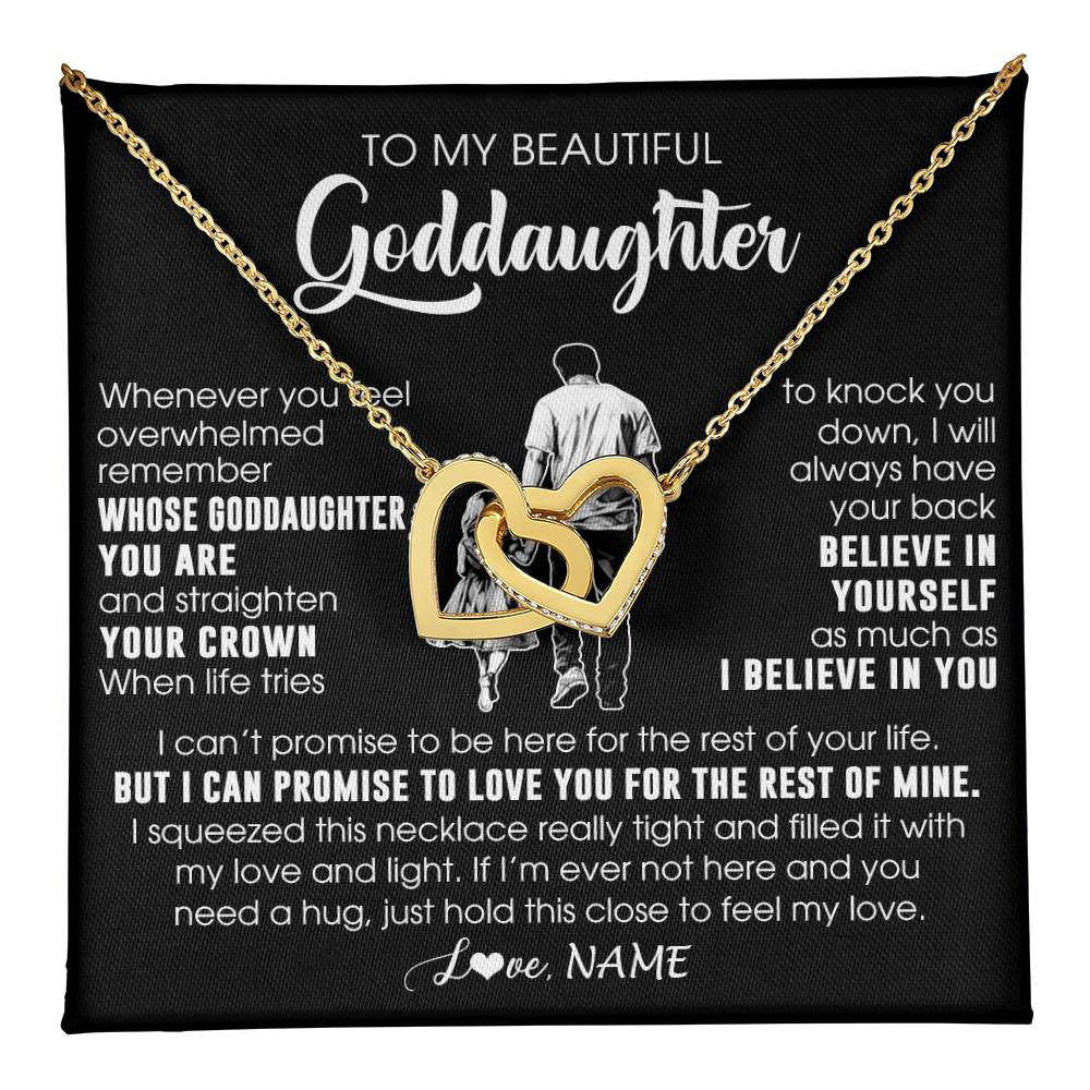 Interlocking Hearts Necklace 18K Yellow Gold Finish | 1 | Personalized To My Beautiful Goddaughter Necklace From Uncle Believe In Yourself Goddaughter Birthday Gifts Jewelry Christmas Customized Message Card | teecentury