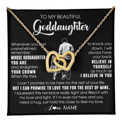 Interlocking Hearts Necklace 18K Yellow Gold Finish | 1 | Personalized To My Beautiful Goddaughter Necklace From Uncle Believe In Yourself Goddaughter Birthday Gifts Jewelry Christmas Customized Message Card | teecentury