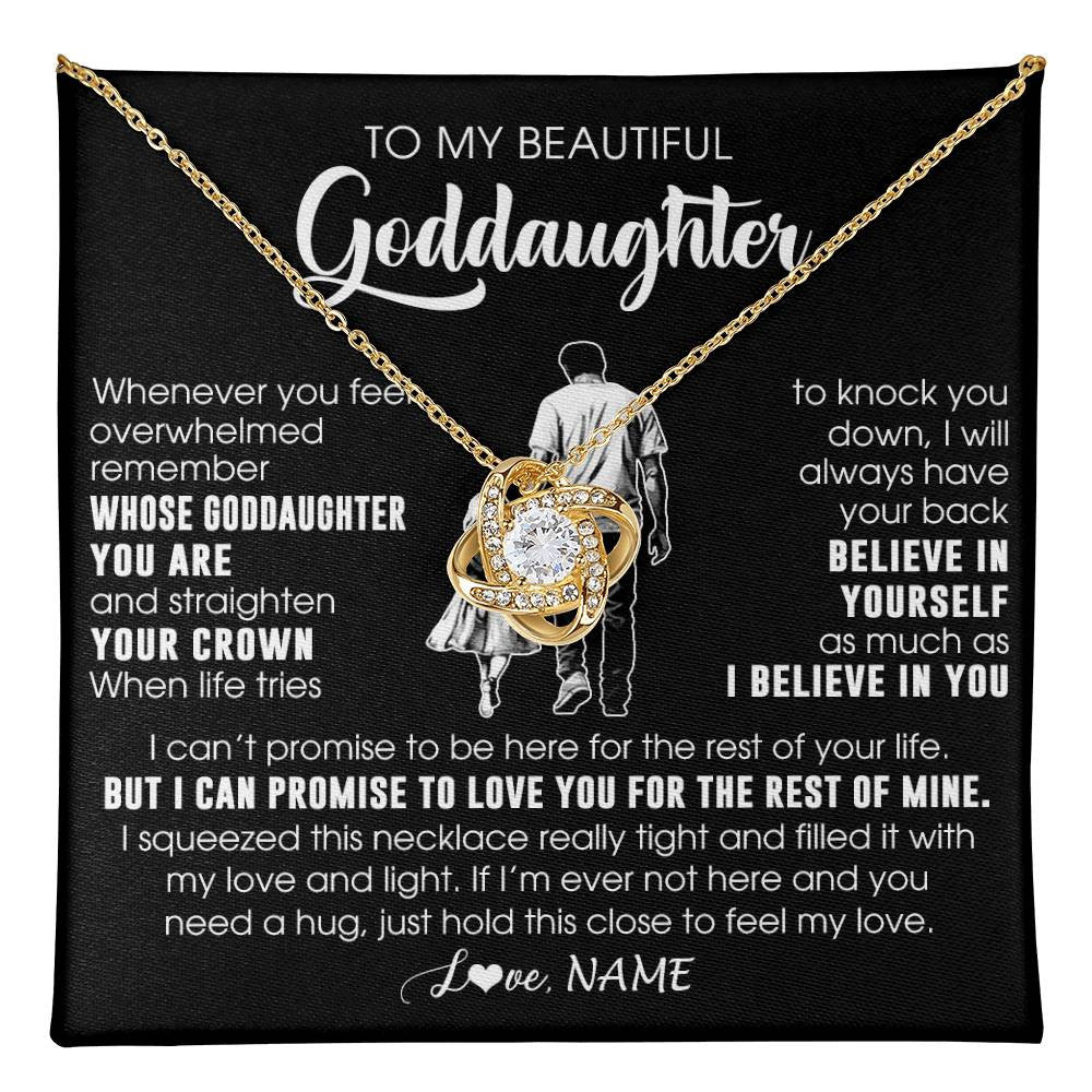Love Knot Necklace 18K Yellow Gold Finish | 1 | Personalized To My Beautiful Goddaughter Necklace From Uncle Believe In Yourself Goddaughter Birthday Gifts Jewelry Christmas Customized Message Card | teecentury