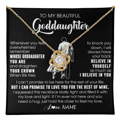 Love Knot Necklace 18K Yellow Gold Finish | 1 | Personalized To My Beautiful Goddaughter Necklace From Uncle Believe In Yourself Goddaughter Birthday Gifts Jewelry Christmas Customized Message Card | teecentury