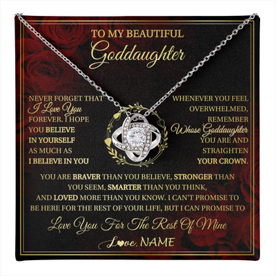 Love Knot Necklace 14K White Gold Finish | 1 | Personalized To My Beautiful Goddaughter Necklace Gift From Godmother Uncle I Love You Goddaughter Birthday Jewelry Christmas Customized Gift Box Message Card | teecentury