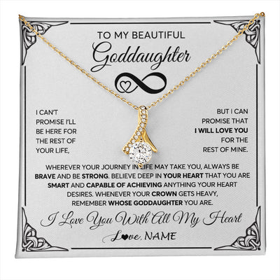 Alluring Beauty Necklace 18K Yellow Gold Finish | 1 | Personalized To My Beautiful Goddaughter Necklace Women Girls From Aunt Uncle Love You Goddaughter Birthday Christmas Customized Gift Box Message Card | teecentury