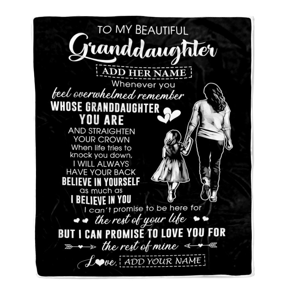 Personalized To My Beautiful Granddaughter Blanket From Grandma Believe In Yourself Granddaughter Birthday Gifts Christmas Customized Fleece Throw Blanket | teecentury