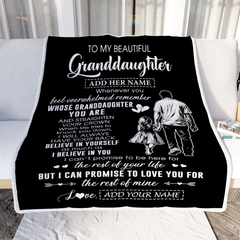 Personalized To My Beautiful Granddaughter Blanket From Grandpa Believe In Yourself Granddaughter Birthday Gifts Christmas Customized Fleece Throw Blanket | teecentury