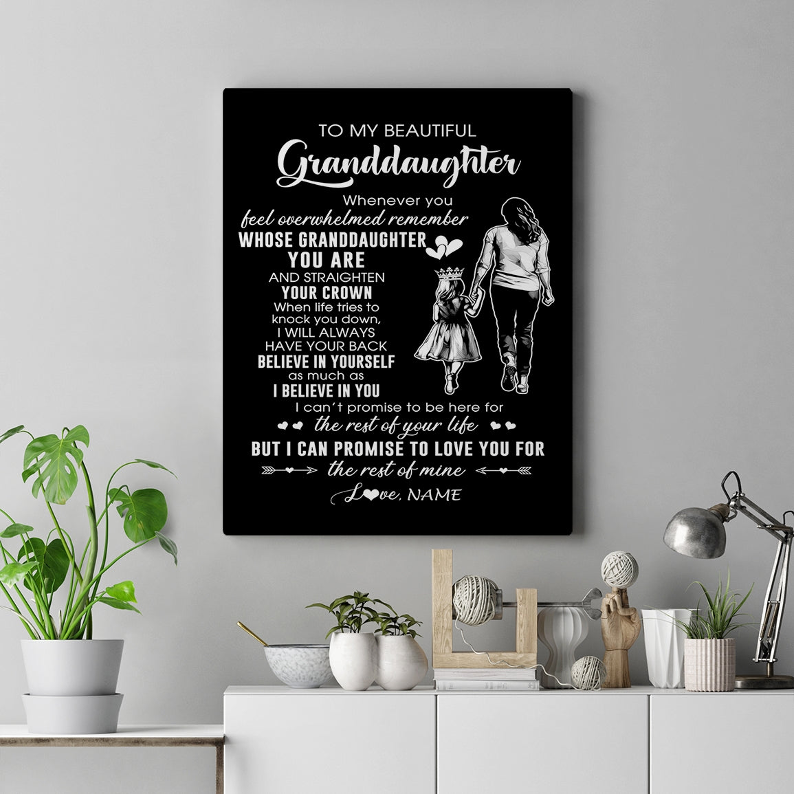 Personalized To My Beautiful Granddaughter Canvas From Grandma Believe In Yourself Granddaughter Birthday Gifts Christmas Custom Wall Art Print Framed Canvas | teecentury