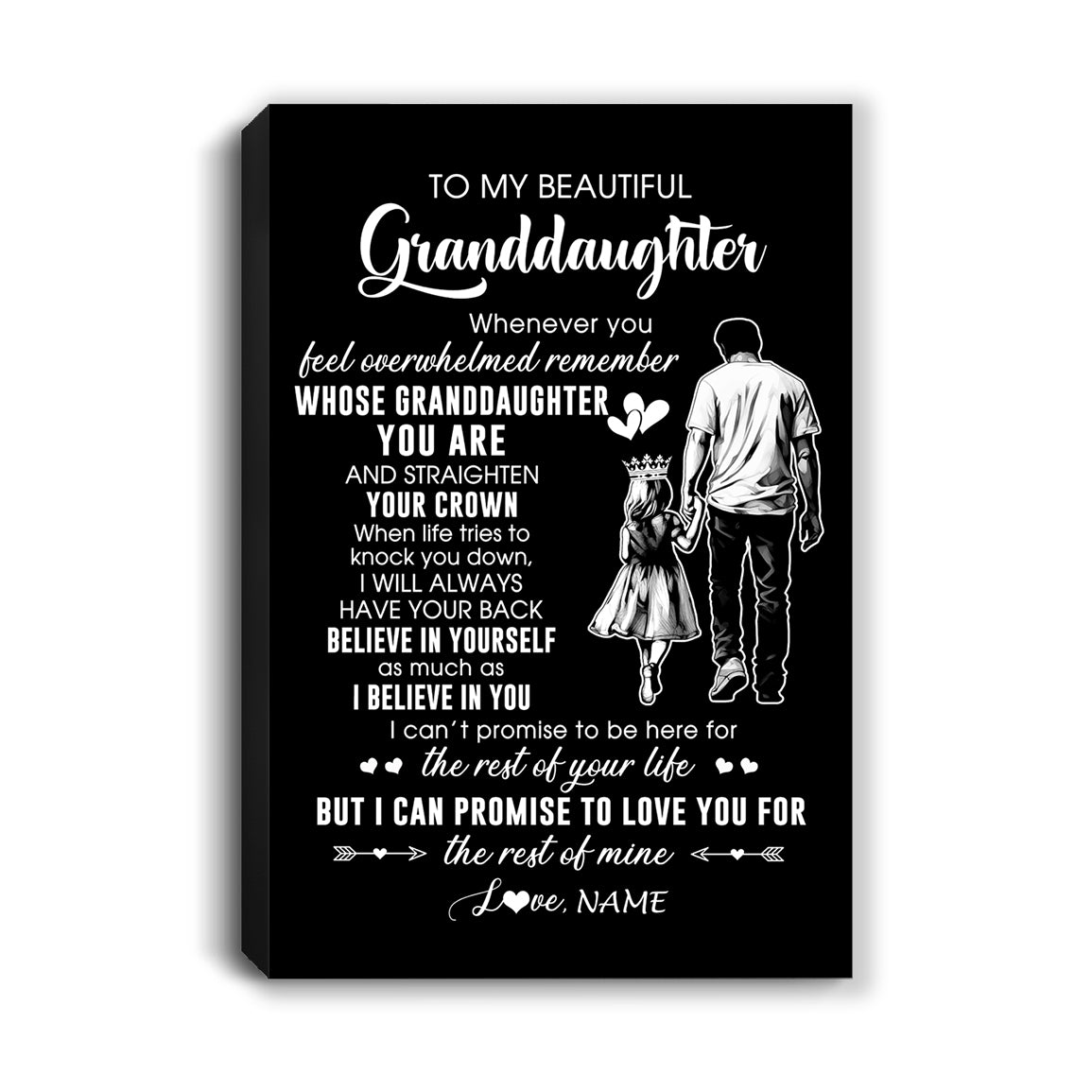 Personalized To My Beautiful Granddaughter Canvas From Grandpa Believe In Yourself Granddaughter Birthday Gifts Christmas Custom Wall Art Print Framed Canvas | teecentury