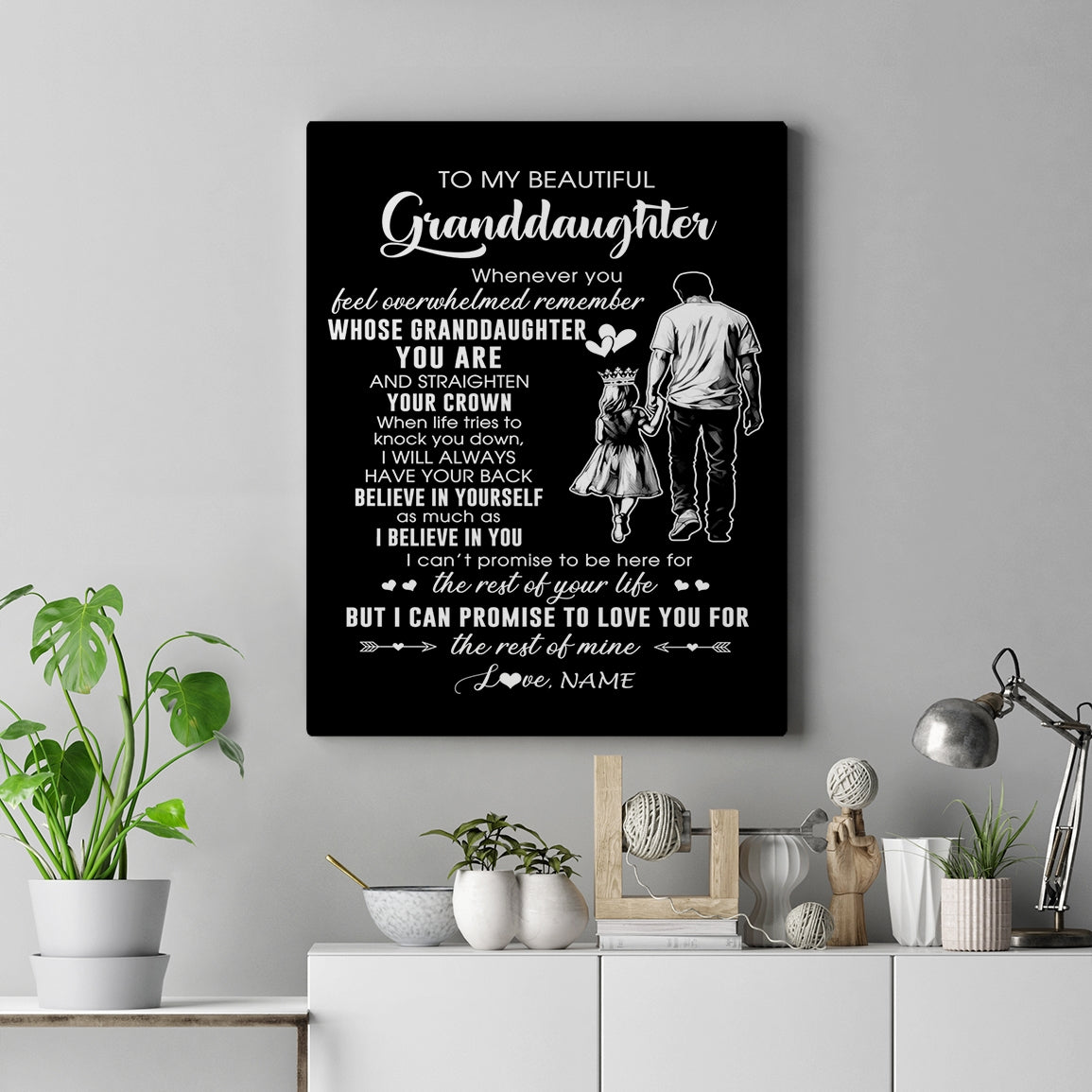 Personalized To My Beautiful Granddaughter Canvas From Grandpa Believe In Yourself Granddaughter Birthday Gifts Christmas Custom Wall Art Print Framed Canvas | teecentury