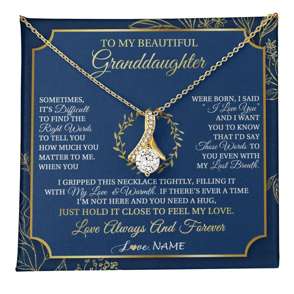 Alluring Beauty Necklace 18K Yellow Gold Finish | 1 | Personalized To My Beautiful Granddaughter From Grandma I Gripped This Necklace Granddaughter Jewelry Birthday Christmas Customized Gift Box Message Card | teecentury