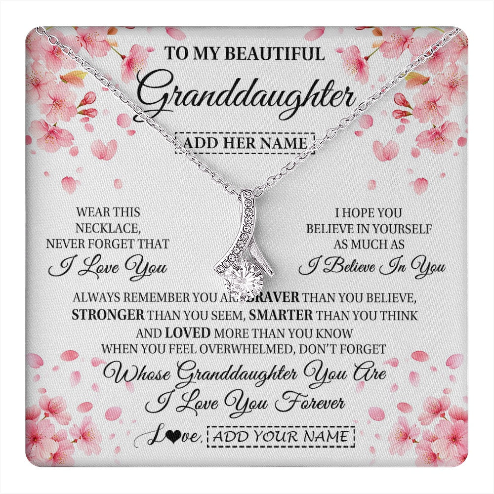 Alluring Beauty Necklace 14K White Gold Finish | 1 | Personalized To My Beautiful Granddaughter From Granparents Necklace Never Forget Birthday Gifts For Granddaughter Gift Christmas Gift Box Message Card | teecentury.myshopify