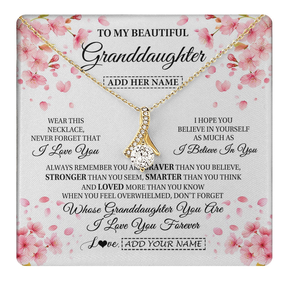 Alluring Beauty Necklace 18K Yellow Gold Finish | 1 | Personalized To My Beautiful Granddaughter From Granparents Necklace Never Forget Birthday Gifts For Granddaughter Gift Christmas Gift Box Message Card | teecentury.myshopify