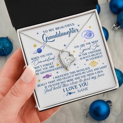 Forever Love Necklace 14K White Gold Finish | 2 | Personalized To My Beautiful Granddaughter Gifs From Grandma Necklace Inspirational Granddaughter Birthday Jewelry Christmas Customized Gift Box Message Card | teecentury