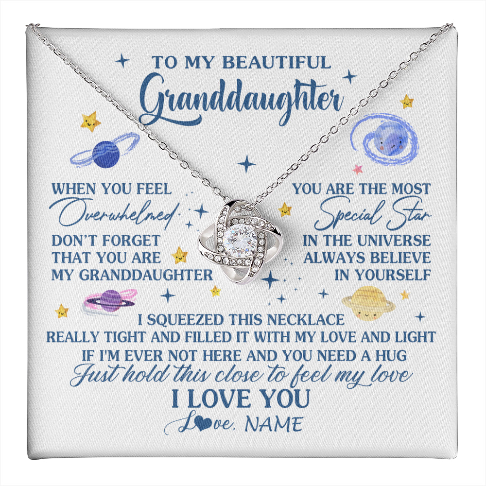 Love Knot Necklace 14K White Gold Finish | 1 | Personalized To My Beautiful Granddaughter Gifs From Grandma Necklace Inspirational Granddaughter Birthday Jewelry Christmas Customized Gift Box Message Card | teecentury