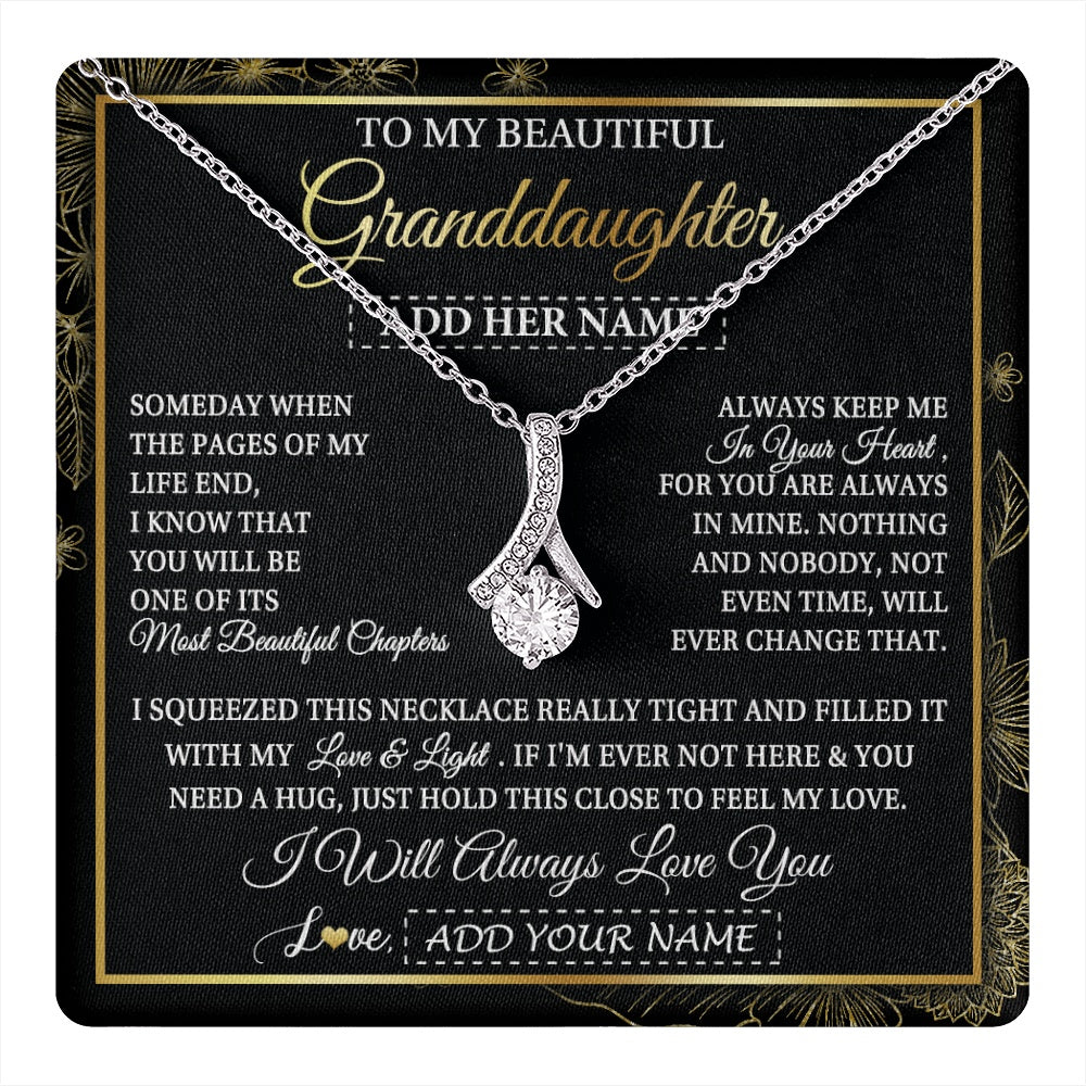 Alluring Beauty Necklace 14K White Gold Finish | 1 | Personalized To My Beautiful Granddaughter Gifts Necklace From Grandma Feel My Love For Adult Granddaughter Graduation Christmas Custom Gift Box Message Card | https://teecentury.