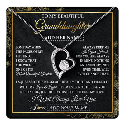 Forever Love Necklace 14K White Gold Finish | 1 | Personalized To My Beautiful Granddaughter Gifts Necklace From Grandma Feel My Love For Adult Granddaughter Graduation Christmas Custom Gift Box Message Card | https://teecentury.