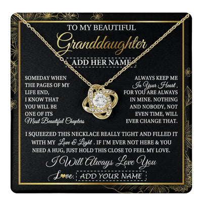 Love Knot Necklace 18K Yellow Gold Finish | 1 | Personalized To My Beautiful Granddaughter Gifts Necklace From Grandma Feel My Love For Adult Granddaughter Graduation Christmas Custom Gift Box Message Card | https://teecentury.