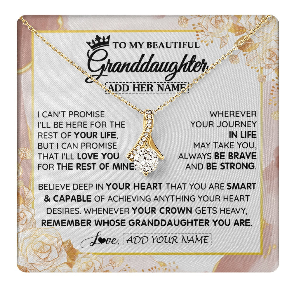 Alluring Beauty Necklace 18K Yellow Gold Finish | 1 | Personalized To My Beautiful Granddaughter Gifts Necklace From Grandma Grandpa Crown Jewelry Present On Birthday Granddaughter Christmas Gift Box Message Card | https://teecentury.