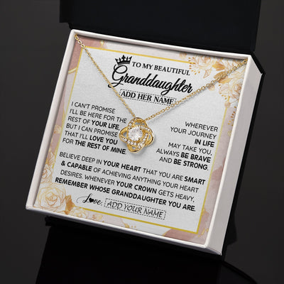 Love Knot Necklace 18K Yellow Gold Finish | 2 | Personalized To My Beautiful Granddaughter Gifts Necklace From Grandma Grandpa Crown Jewelry Present On Birthday Granddaughter Christmas Gift Box Message Card | https://teecentury.