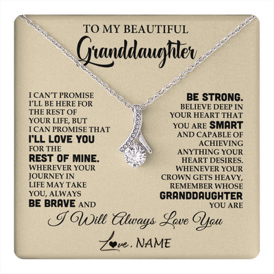 Alluring Beauty Necklace 14K White Gold Finish | 1 | Personalized To My Beautiful Granddaughter Gifts Necklace From Grandma Grandpa Inspirational Birthday Gift For Granddaughter Graduation Christmas Message Card | teecentury