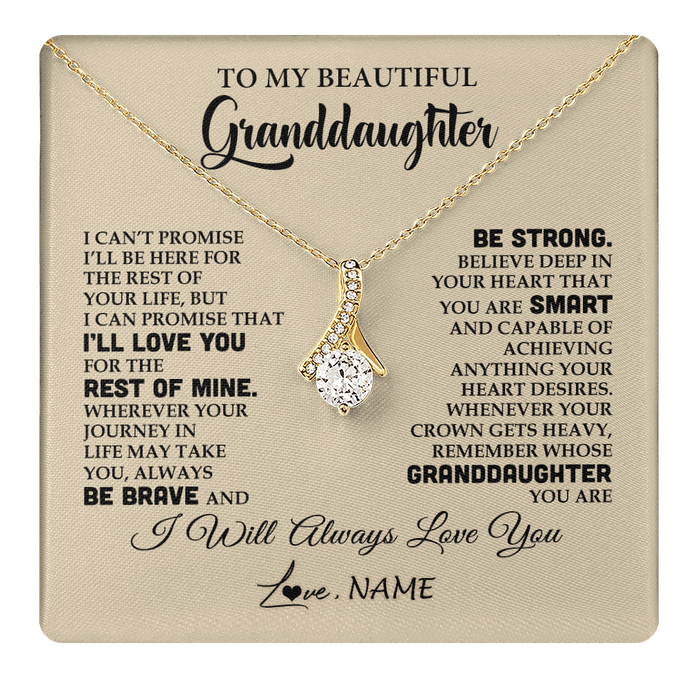 Alluring Beauty Necklace 18K Yellow Gold Finish | 1 | Personalized To My Beautiful Granddaughter Gifts Necklace From Grandma Grandpa Inspirational Birthday Gift For Granddaughter Graduation Christmas Message Card | teecentury