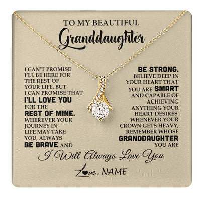 Alluring Beauty Necklace 18K Yellow Gold Finish | 1 | Personalized To My Beautiful Granddaughter Gifts Necklace From Grandma Grandpa Inspirational Birthday Gift For Granddaughter Graduation Christmas Message Card | teecentury