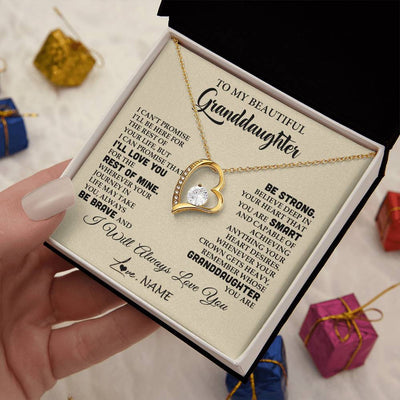 Forever Love Necklace 18K Yellow Gold Finish | 2 | Personalized To My Beautiful Granddaughter Gifts Necklace From Grandma Grandpa Inspirational Birthday Gift For Granddaughter Graduation Christmas Message Card | teecentury