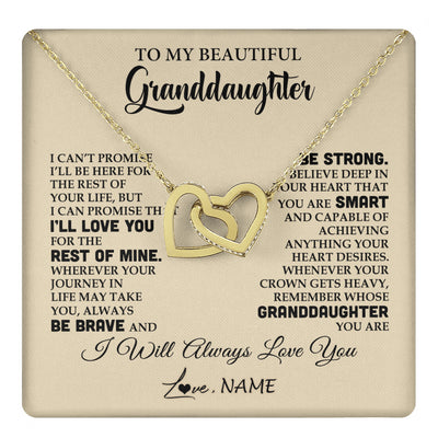 Interlocking Hearts Necklace 18K Yellow Gold Finish | 1 | Personalized To My Beautiful Granddaughter Gifts Necklace From Grandma Grandpa Inspirational Birthday Gift For Granddaughter Graduation Christmas Message Card | teecentury