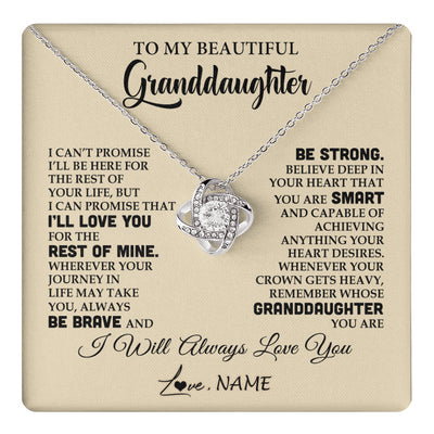 Love Knot Necklace 14K White Gold Finish | 1 | Personalized To My Beautiful Granddaughter Gifts Necklace From Grandma Grandpa Inspirational Birthday Gift For Granddaughter Graduation Christmas Message Card | teecentury