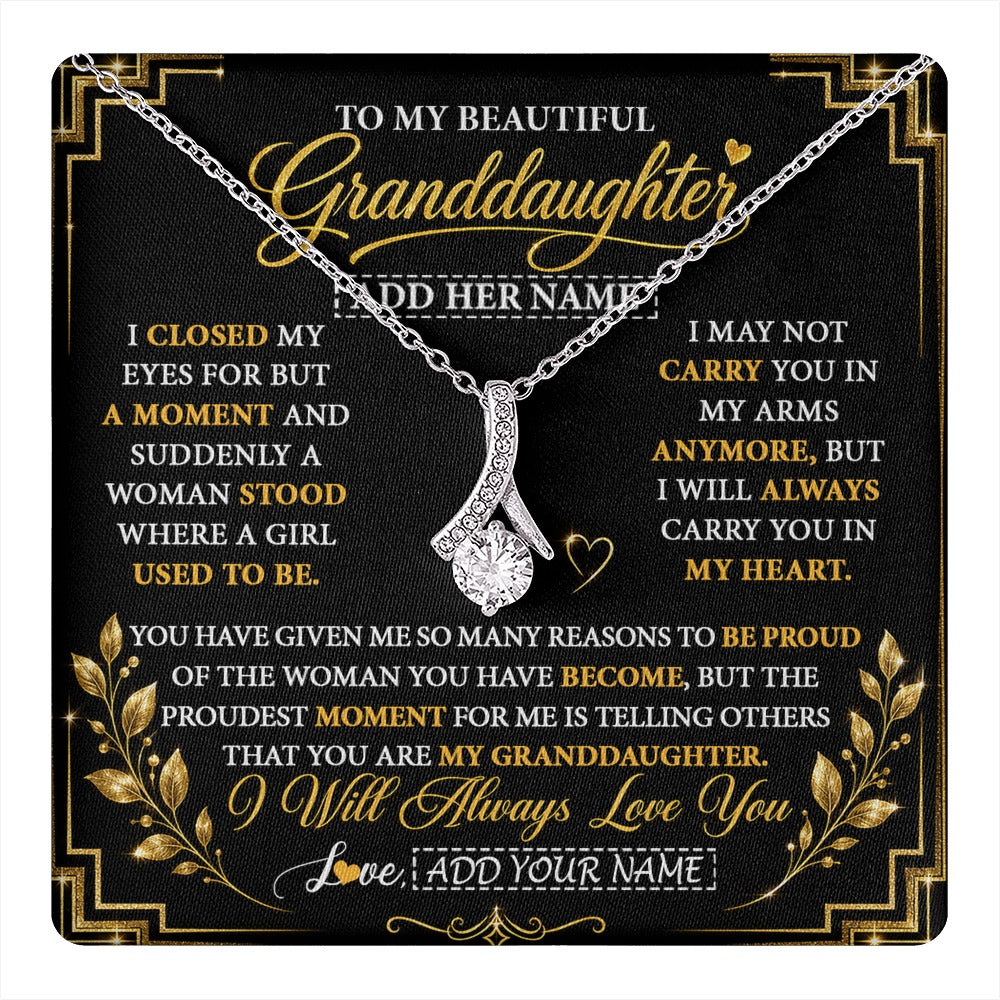 Alluring Beauty Necklace 14K White Gold Finish | 1 | Personalized To My Beautiful Granddaughter Gifts Pendant Necklace I Close My Eyes Granddaughter Birthday Gifts Christmas Graduation Gift Box Message Card | https://teecentury.