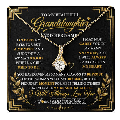 Alluring Beauty Necklace 18K Yellow Gold Finish | 1 | Personalized To My Beautiful Granddaughter Gifts Pendant Necklace I Close My Eyes Granddaughter Birthday Gifts Christmas Graduation Gift Box Message Card | https://teecentury.