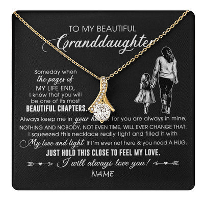 Alluring Beauty Necklace 18K Yellow Gold Finish | 1 | Personalized To My Beautiful Granddaughter Necklace From Grandma Always Love You Granddaughter Birthday Graduation Christmas Customized Gift Box Message Card | teecentury