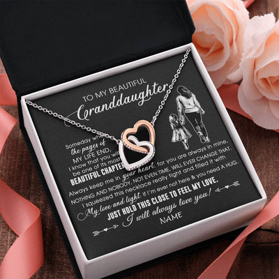 Interlocking Hearts Necklace Stainless Steel & Rose Gold Finish | 2 | Personalized To My Beautiful Granddaughter Necklace From Grandma Always Love You Granddaughter Birthday Graduation Christmas Customized Gift Box Message Card | teecentury
