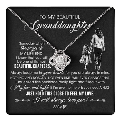 Love Knot Necklace 14K White Gold Finish | 1 | Personalized To My Beautiful Granddaughter Necklace From Grandma Always Love You Granddaughter Birthday Graduation Christmas Customized Gift Box Message Card | teecentury