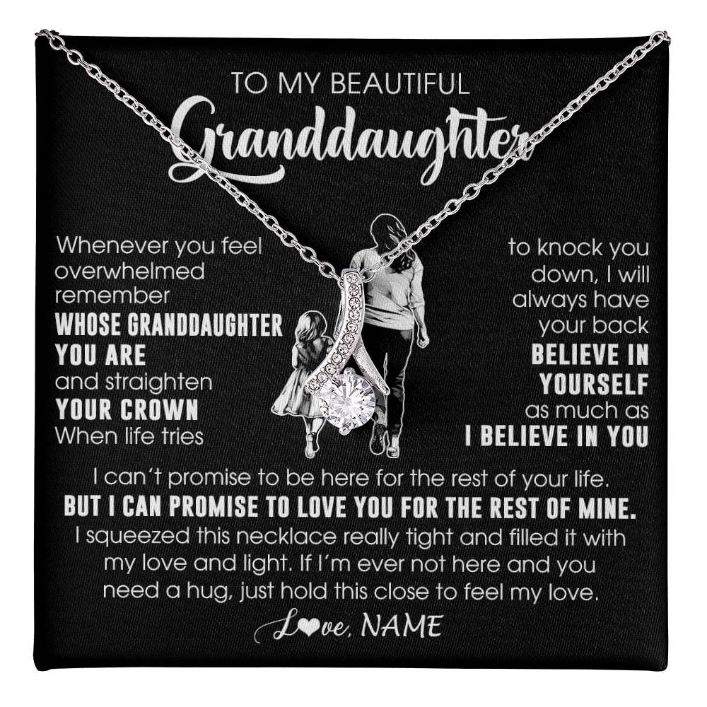 Alluring Beauty Necklace 14K White Gold Finish | 1 | Personalized To My Beautiful Granddaughter Necklace From Grandma Believe In Yourself Granddaughter Birthday Gifts Jewelry Christmas Customized Message Card | teecentury