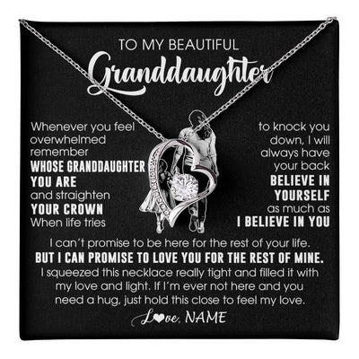 Forever Love Necklace 14K White Gold Finish | 1 | Personalized To My Beautiful Granddaughter Necklace From Grandma Believe In Yourself Granddaughter Birthday Gifts Jewelry Christmas Customized Message Card | teecentury