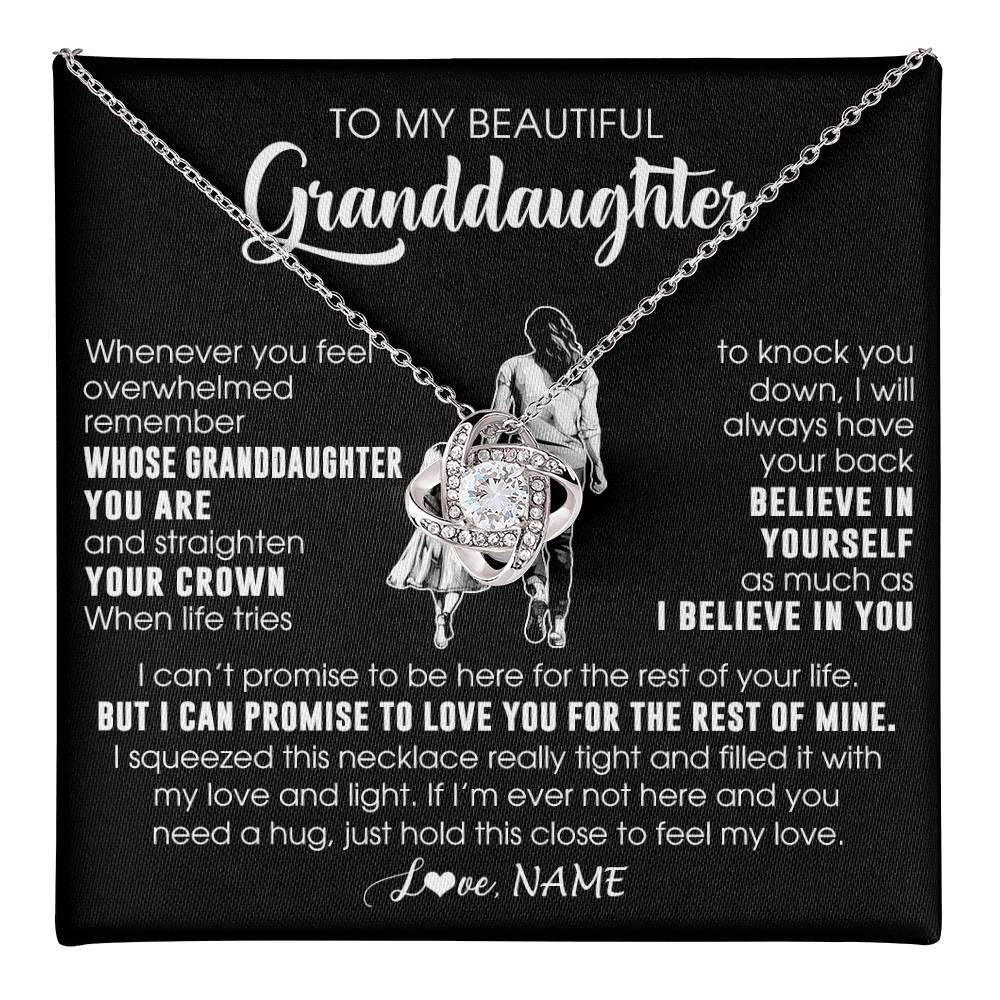 Love Knot Necklace 14K White Gold Finish | 1 | Personalized To My Beautiful Granddaughter Necklace From Grandma Believe In Yourself Granddaughter Birthday Gifts Jewelry Christmas Customized Message Card | teecentury