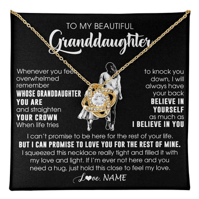 Love Knot Necklace 18K Yellow Gold Finish | 1 | Personalized To My Beautiful Granddaughter Necklace From Grandma Believe In Yourself Granddaughter Birthday Gifts Jewelry Christmas Customized Message Card | teecentury