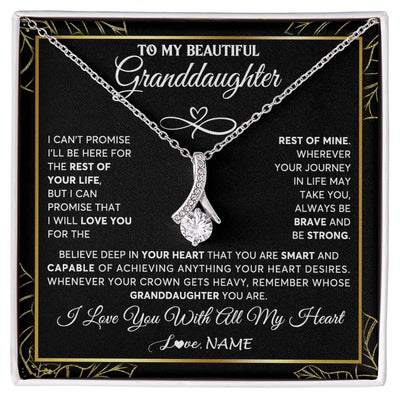 Alluring Beauty Necklace 14K White Gold Finish | 1 | Personalized To My Beautiful Granddaughter Necklace From Grandma Crown Jewelry Gifts For Granddaughter Birthday Graduation Christmas Gift Box Message Card | teecentury