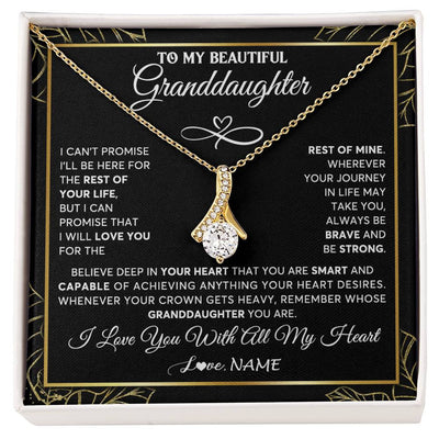 Alluring Beauty Necklace 18K Yellow Gold Finish | 1 | Personalized To My Beautiful Granddaughter Necklace From Grandma Crown Jewelry Gifts For Granddaughter Birthday Graduation Christmas Gift Box Message Card | teecentury
