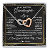 Interlocking Hearts Necklace Stainless Steel & Rose Gold Finish | 1 | Personalized To My Beautiful Granddaughter Necklace From Grandma Crown Jewelry Gifts For Granddaughter Birthday Graduation Christmas Gift Box Message Card | teecentury