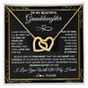 Interlocking Hearts Necklace 18K Yellow Gold Finish | 1 | Personalized To My Beautiful Granddaughter Necklace From Grandma Crown Jewelry Gifts For Granddaughter Birthday Graduation Christmas Gift Box Message Card | teecentury
