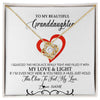 Love Knot Necklace 18K Yellow Gold Finish | Personalized To My Beautiful Granddaughter Necklace From Grandma Filled With My Love and Light Granddaughter Jewelry Birthday Christmas Customized Message Card | teecentury