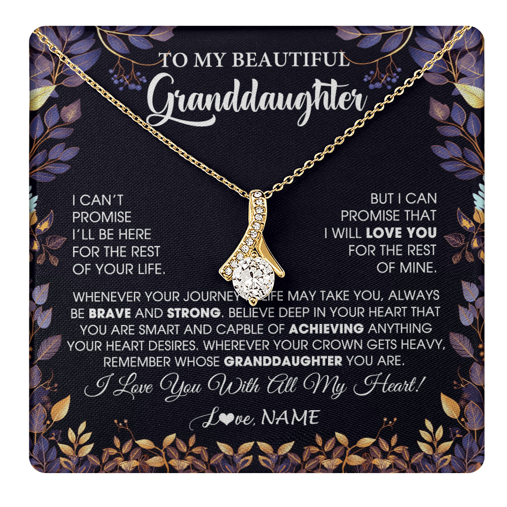 Alluring Beauty Necklace 18K Yellow Gold Finish | 1 | Personalized To My Beautiful Granddaughter Necklace From Grandma Grandpa Grandparents Promise Necklace Birthday Gift For Granddaughter Christmas Message Card | teecentury