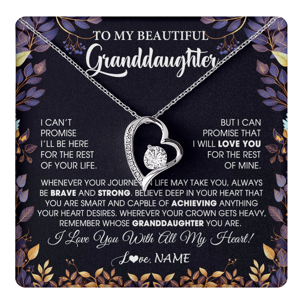 Forever Love Necklace 14K White Gold Finish | 1 | Personalized To My Beautiful Granddaughter Necklace From Grandma Grandpa Grandparents Promise Necklace Birthday Gift For Granddaughter Christmas Message Card | teecentury