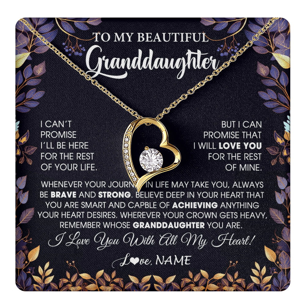 Forever Love Necklace 18K Yellow Gold Finish | 1 | Personalized To My Beautiful Granddaughter Necklace From Grandma Grandpa Grandparents Promise Necklace Birthday Gift For Granddaughter Christmas Message Card | teecentury