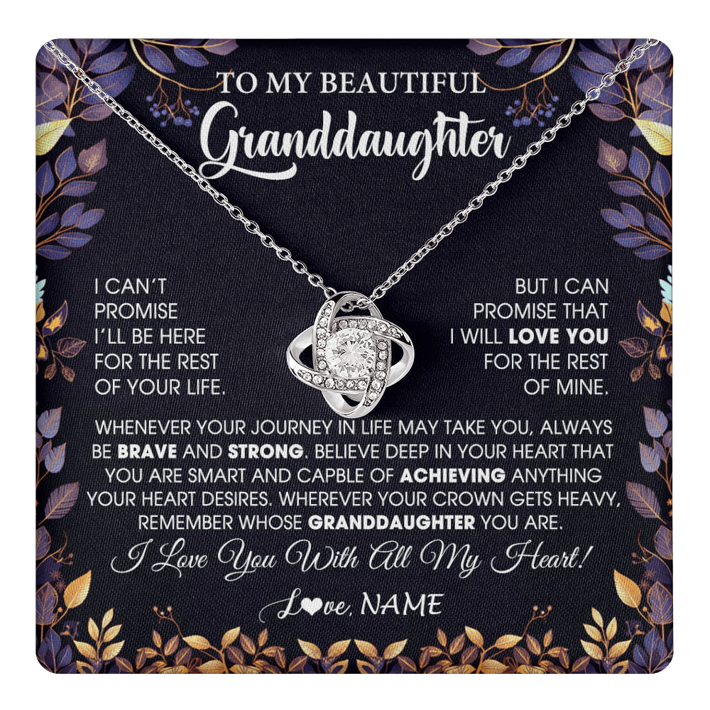 Love Knot Necklace 14K White Gold Finish | 1 | Personalized To My Beautiful Granddaughter Necklace From Grandma Grandpa Grandparents Promise Necklace Birthday Gift For Granddaughter Christmas Message Card | teecentury