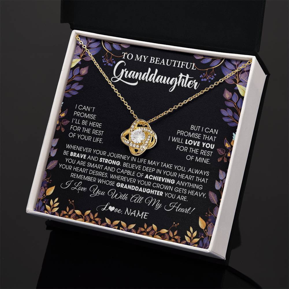 Love Knot Necklace 18K Yellow Gold Finish | 2 | Personalized To My Beautiful Granddaughter Necklace From Grandma Grandpa Grandparents Promise Necklace Birthday Gift For Granddaughter Christmas Message Card | teecentury