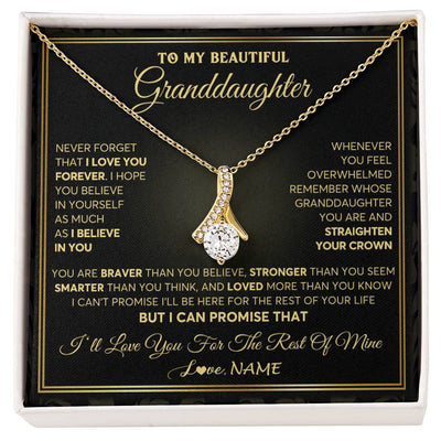 Alluring Beauty Necklace 18K Yellow Gold Finish | 1 | Personalized To My Beautiful Granddaughter Necklace From Grandma I Love You Jewelry Gifts For Granddaughter Birthday Graduation Christmas Gift Box Message Card | teecentury
