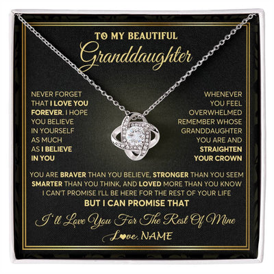 Love Knot Necklace 14K White Gold Finish | 1 | Personalized To My Beautiful Granddaughter Necklace From Grandma I Love You Jewelry Gifts For Granddaughter Birthday Graduation Christmas Gift Box Message Card | teecentury
