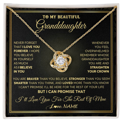 Love Knot Necklace 18K Yellow Gold Finish | 1 | Personalized To My Beautiful Granddaughter Necklace From Grandma I Love You Jewelry Gifts For Granddaughter Birthday Graduation Christmas Gift Box Message Card | teecentury