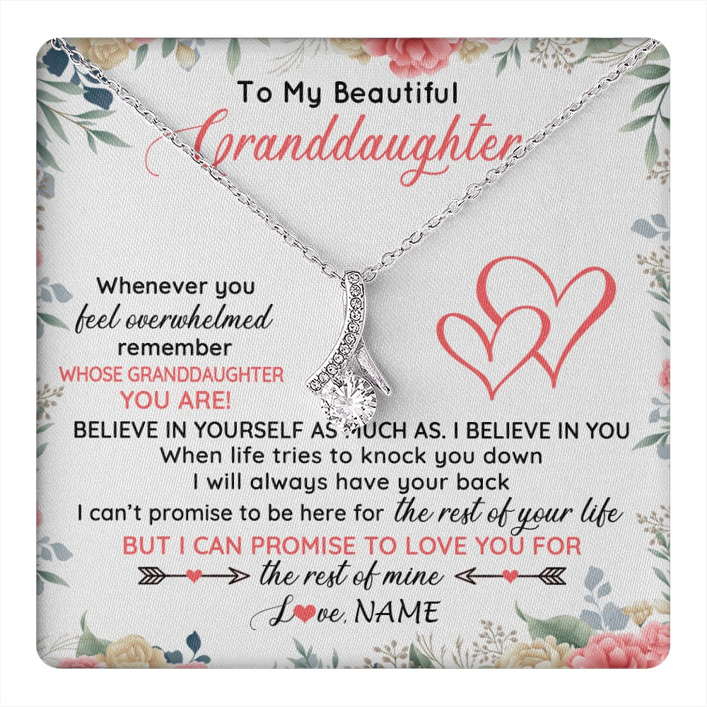 Alluring Beauty Necklace 14K White Gold Finish | 1 | Personalized To My Beautiful Granddaughter Necklace From Grandma Papa Believe In You Granddaughter Birthday Christmas Jewelry Customized Gift Box Message Card | teecentury.myshopify